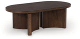 Korestone - Oval Cocktail Table - Dark Brown