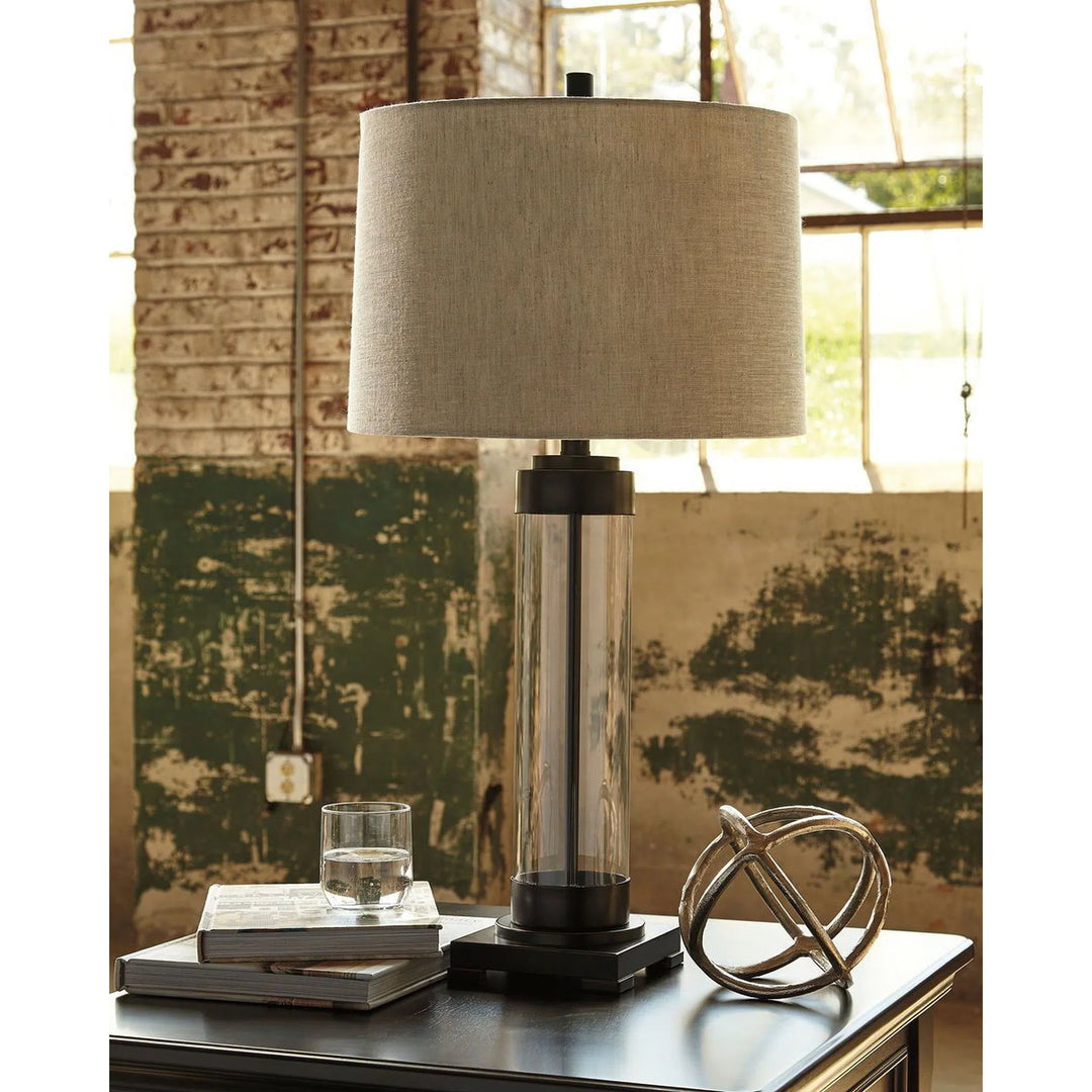 Ashley L430164 Talar - Clear/Bronze Finish - Glass Table Lamp (1/CN)