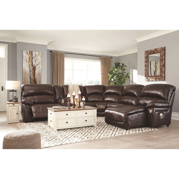 Ashley U52402/58/57/19/77/46/97 Hallstrung - Chocolate - LAF Zero Wall PWR Recliner, Console with Storage, Armless Recliner, Wedge, Armless Chair & RAF Press Back PWR Chaise Sectional