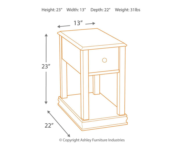 Breegin - Brown - Chair Side End Table - Removable Tray