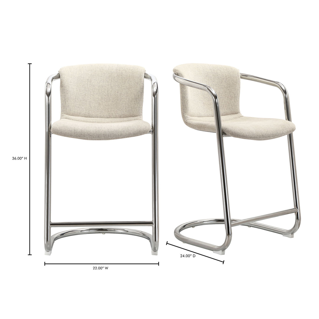 Freeman - Chrome Frame Counter Stool Blended Cream (Set of 2) - Blended Cream