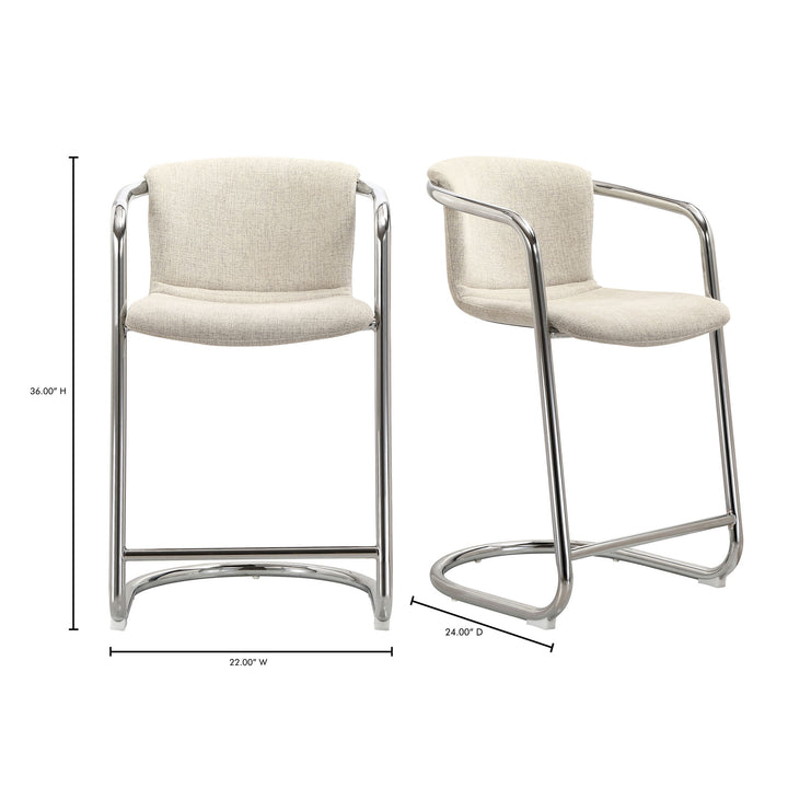 Freeman - Chrome Frame Counter Stool Blended Cream (Set of 2) - Blended Cream