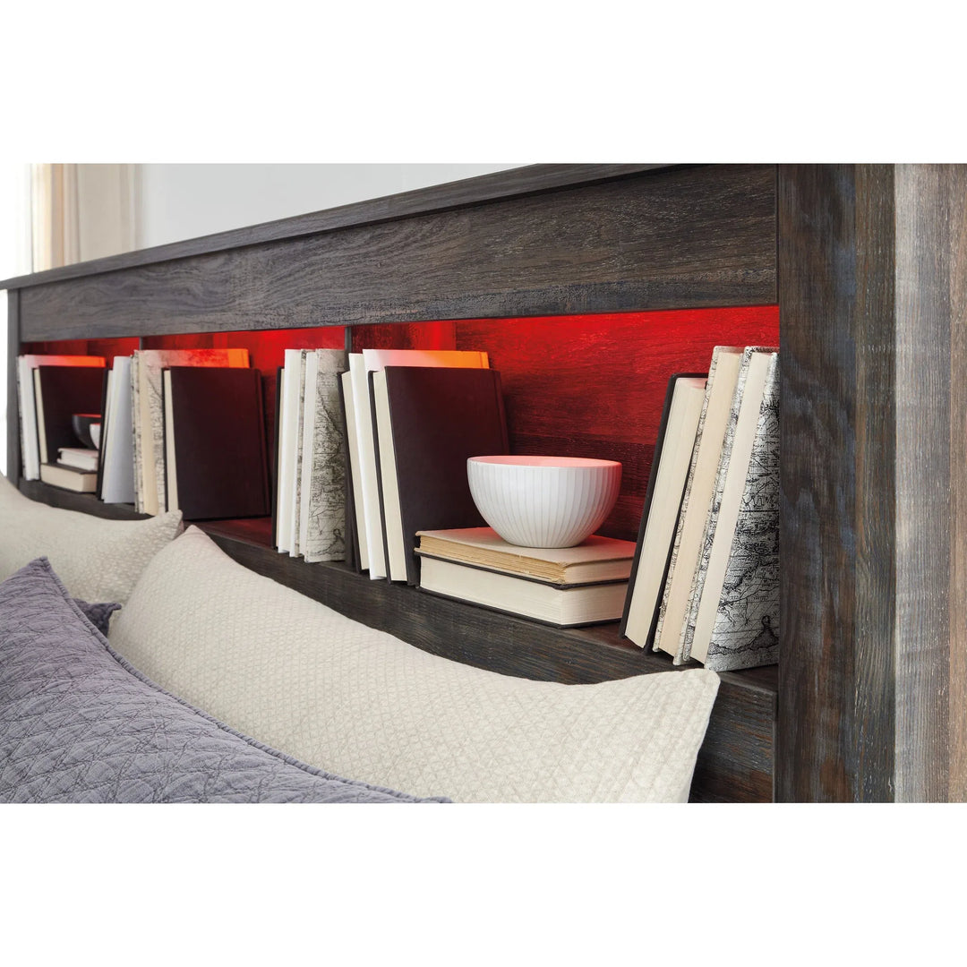 Ashley B211/65/54/160/B100-13 Drystan - Multi - Queen Bookcase Bed with 2 Storage Drawers