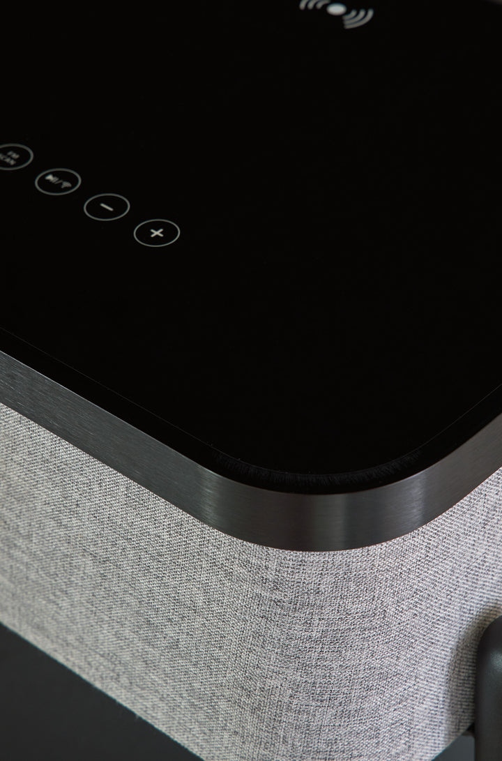 Jorvalee - Gray / Black - Accent Table with Speaker