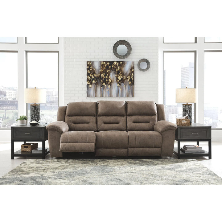 Ashley 39905/87/96/T454-9/3(2)/4 Stoneland - Fossil - REC PWR Sofa, DBL REC PWR Loveseat with Console, Caitbrook Cocktail Table, 2 End Tables & Sofa Table
