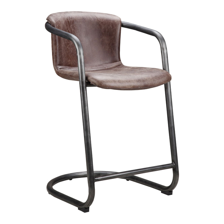 Freeman - Counter Stool Leather (Set of 2) - Grazed Brown