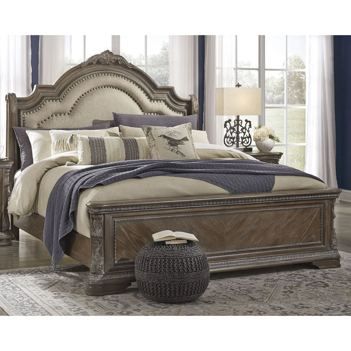 Ashley B803/57/54/96 Charmond - Brown - Queen UPH Sleigh Bed