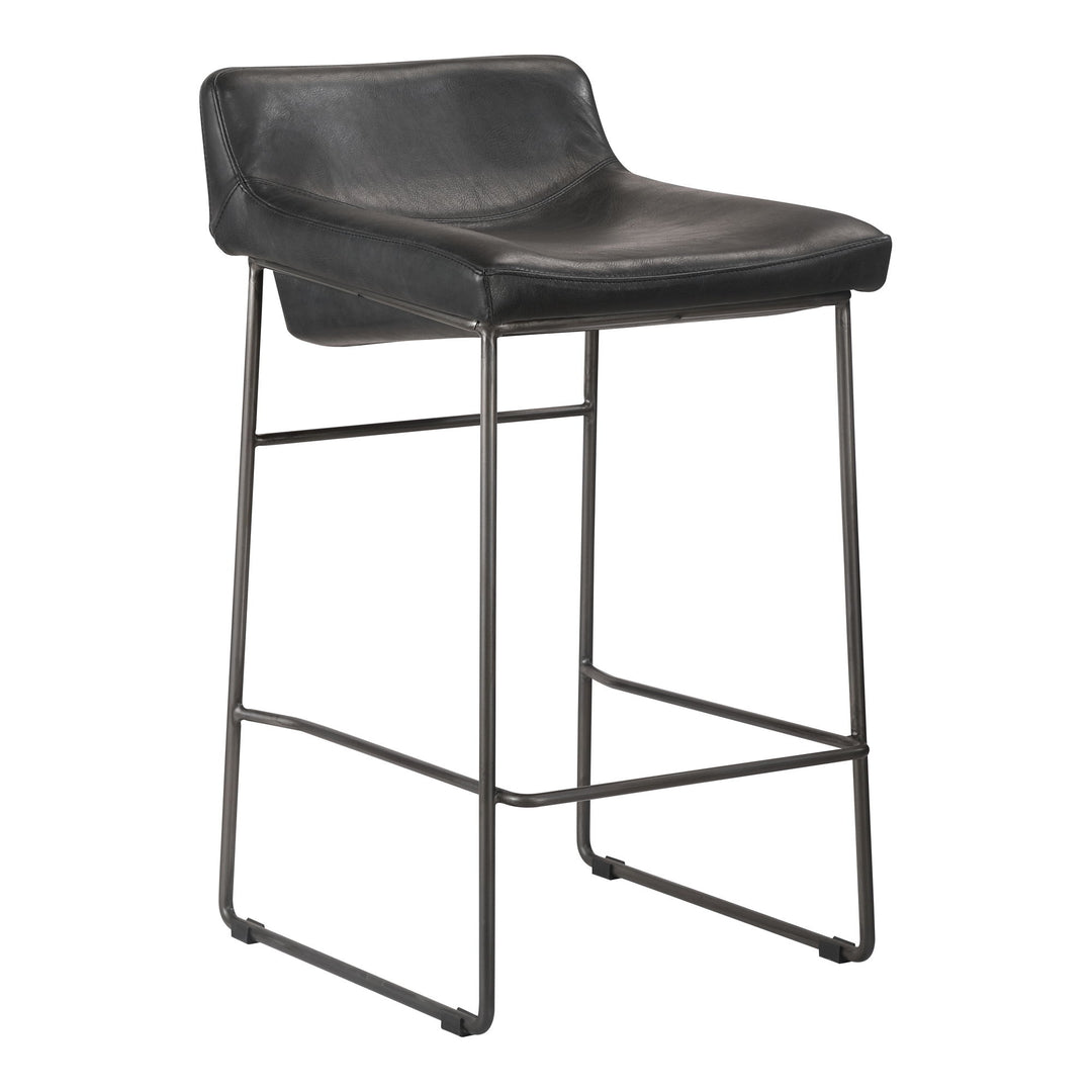 Starlet - Counter Stool Leather (Set of 2) - Onyx Black