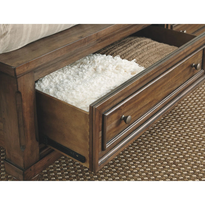 Flynnter - Medium Brown - California King Sleigh Bed with 2 Storage Drawers