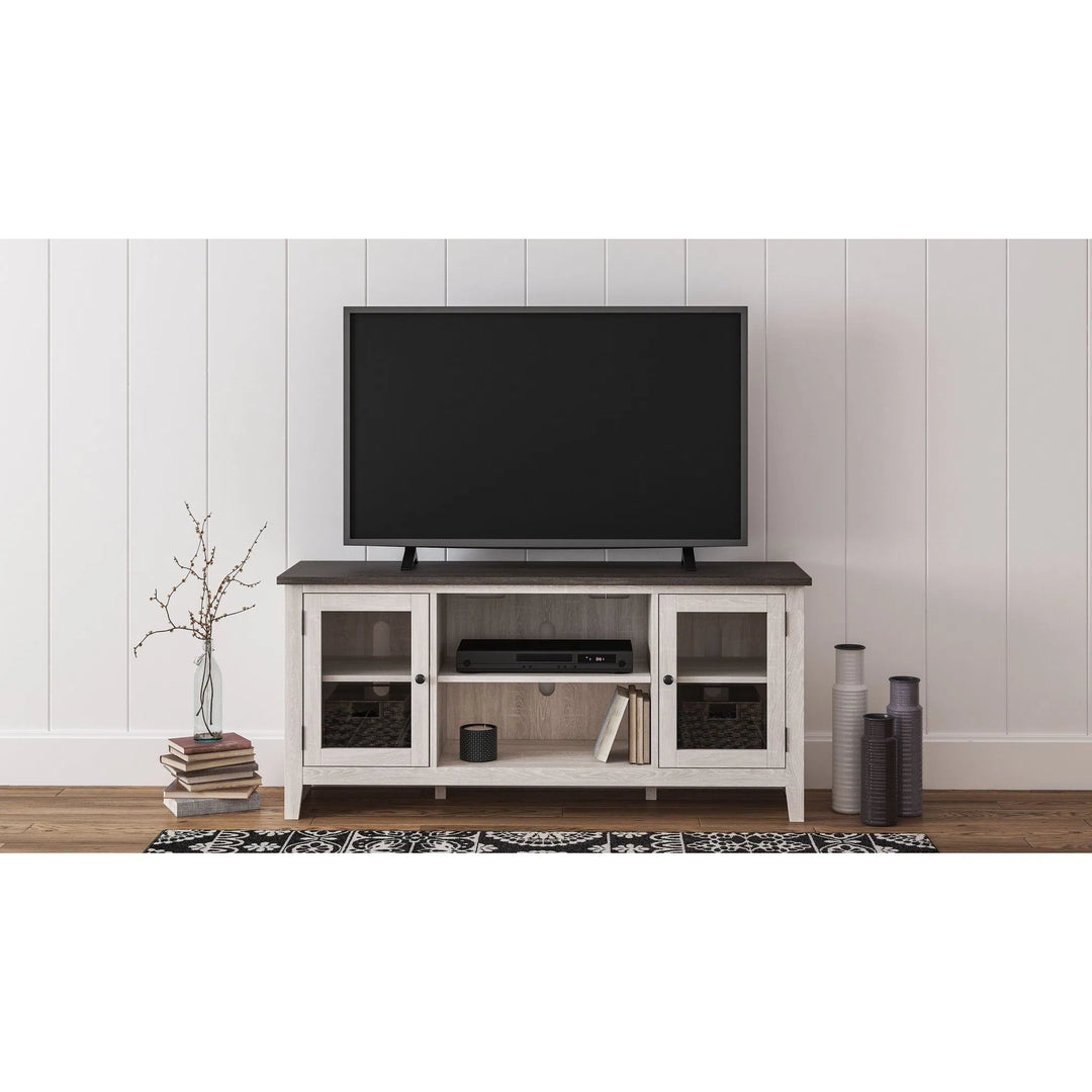Ashley W287 68 Dorrinson Two tone LG TV Stand w Fireplace