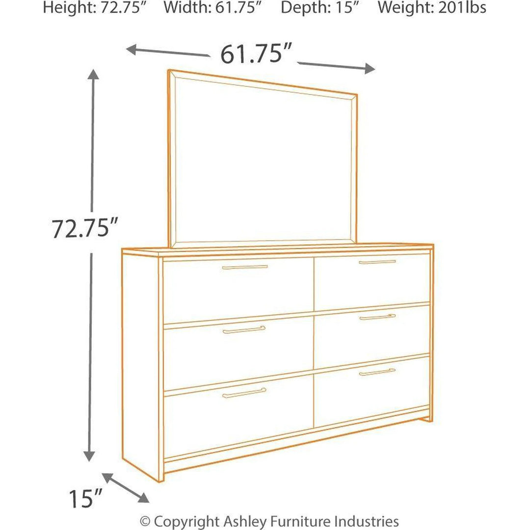 Ashley B221/31/36/58/56S/60(2)/B100-14 Baystorm - Gray - 7 Pc. - Dresser, Mirror & King Panel Bed with 6 Storage Drawers