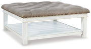 Kanwyn - Uph Ottoman Cocktail Table - Whitewash