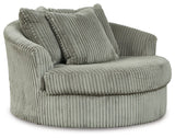 Lindyn - Oversized Swivel Accent Chair - Fabric - Fog