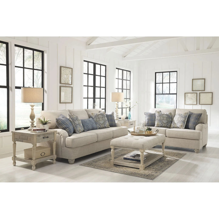 Ashley 27403/38/35/T782/21/3(2) Traemore - Linen - Sofa, Loveseat, Shawnalore Ottoman Cocktail Table & 2 End Tables