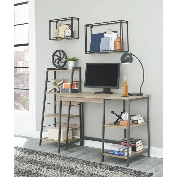 Ashley Z1710162 Soho - Warm Brown/Gunmetal - Home Office Desk and Shelf
