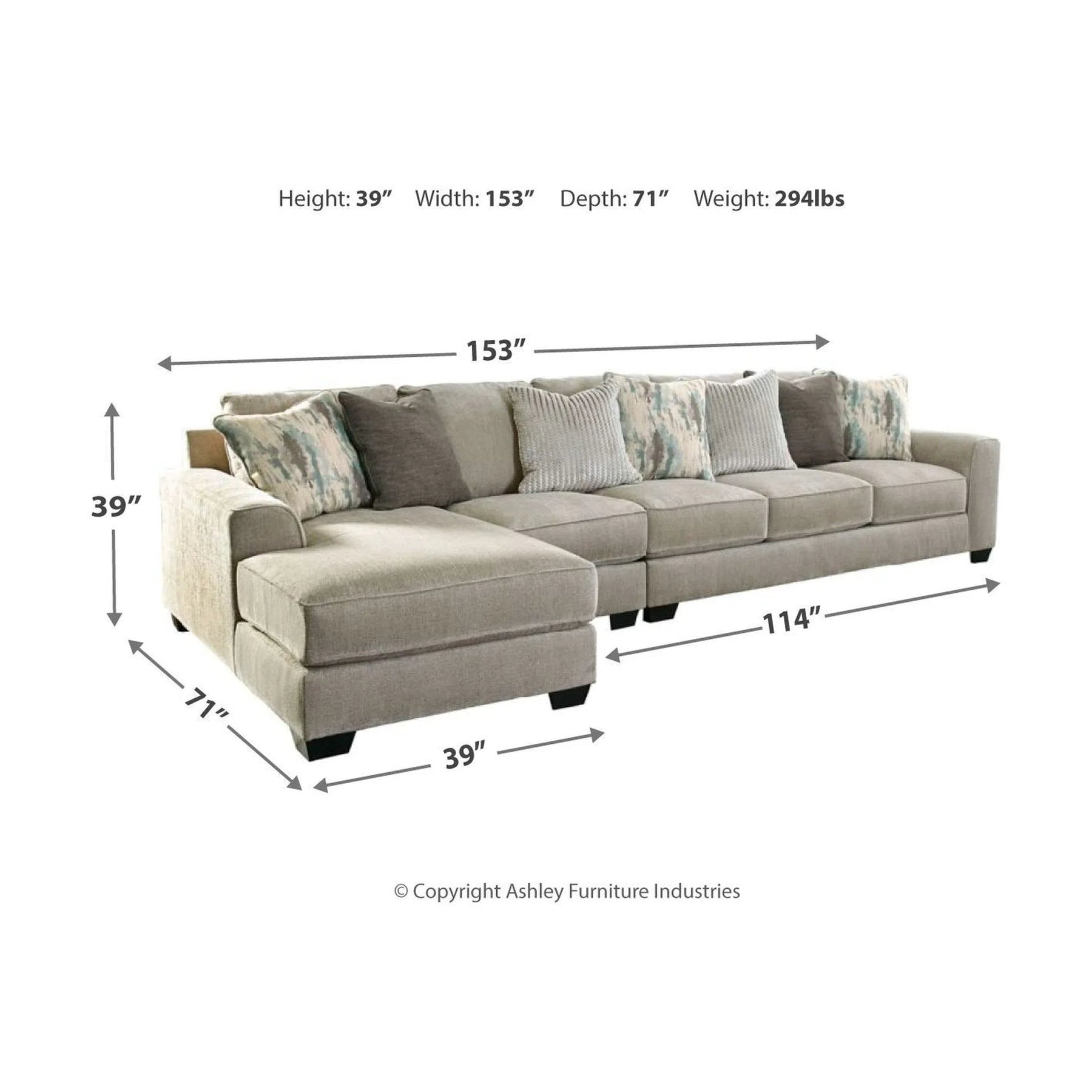 Ashley ardsley pewter deals sectional