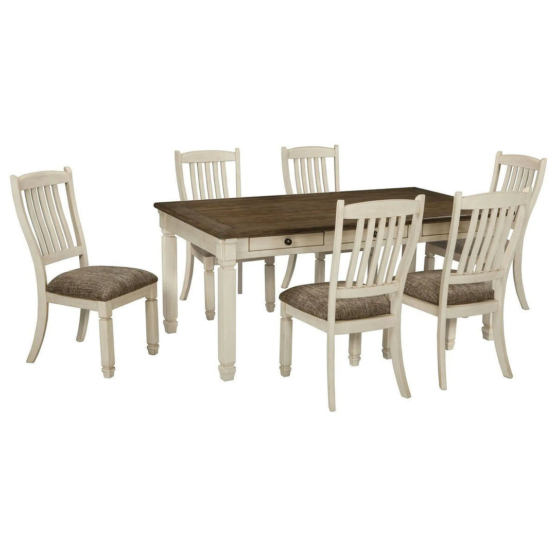 Ashley D647/25/01(6) Bolanburg - Antique White - 7 Pc. - RECT DRM Table & 6 UPH Side Chairs
