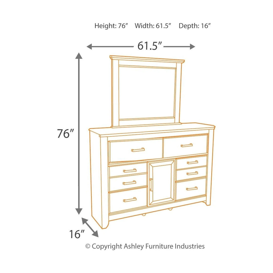 Ashley B251/31/36/46/57/54/98 Juararo - Dark Brown - 6 Pc. - Dresser, Mirror, Chest & Queen Panel Bed