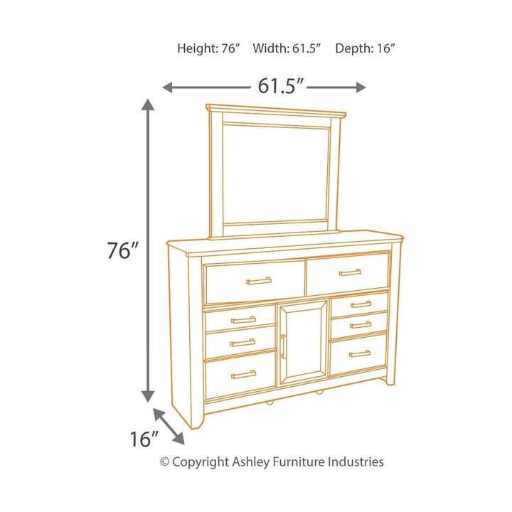 Ashley B251/31/36/46/57/54/98 Juararo - Dark Brown - 6 Pc. - Dresser, Mirror, Chest & Queen Panel Bed