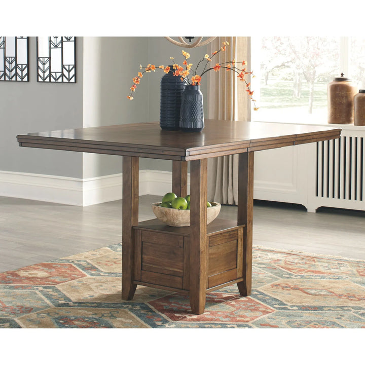 Ashley D595/42/124(4) Flaybern - Brown - 5 Pc. - RECT DRM Counter EXT Table & 4 UPH Barstools
