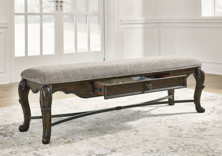 Maylee - Dark Brown - Upholstered Storage Bench