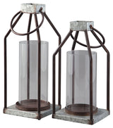 Diedrick - Lantern Set (Set of 2) - Gray / Black