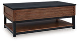 Kallari - Lift Top Cocktail Table - Warm Brown / Black