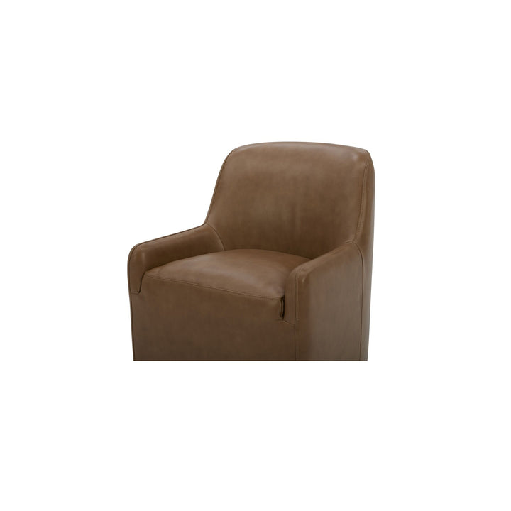 Maisie - Rolling Dining Chair - Tan Leather
