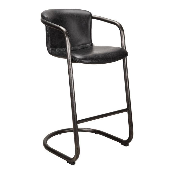 Freeman - Barstool Leather (Set of 2) - Onyx Black