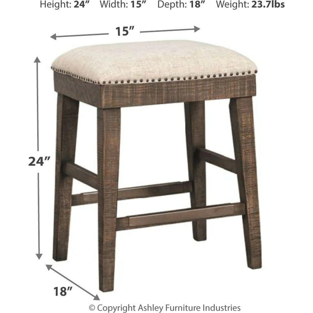 Ashley D813/32/124(4)/024(2) Wyndahl - Rustic Brown - 7 Pc. - RECT Counter Table with Storage, 4 UPH Barstools & 2 UPH Stools