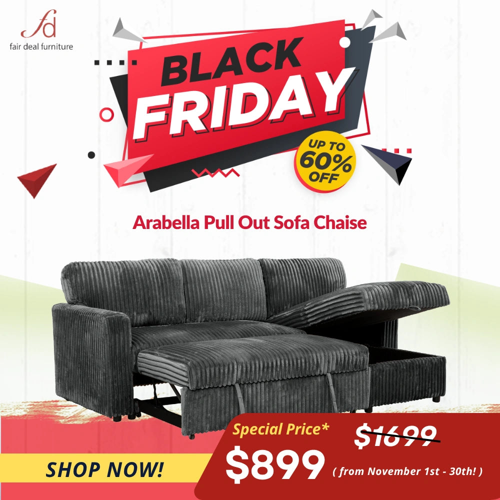 Arabella Media Sleeper – Dark Grey Sectional