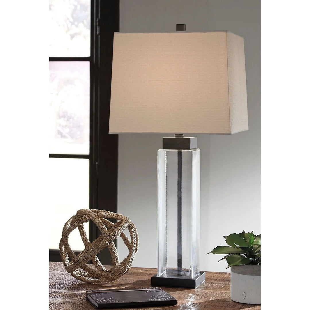 Ashley L431374 Alvaro - Clear/Bronze Finish - Glass Table Lamp