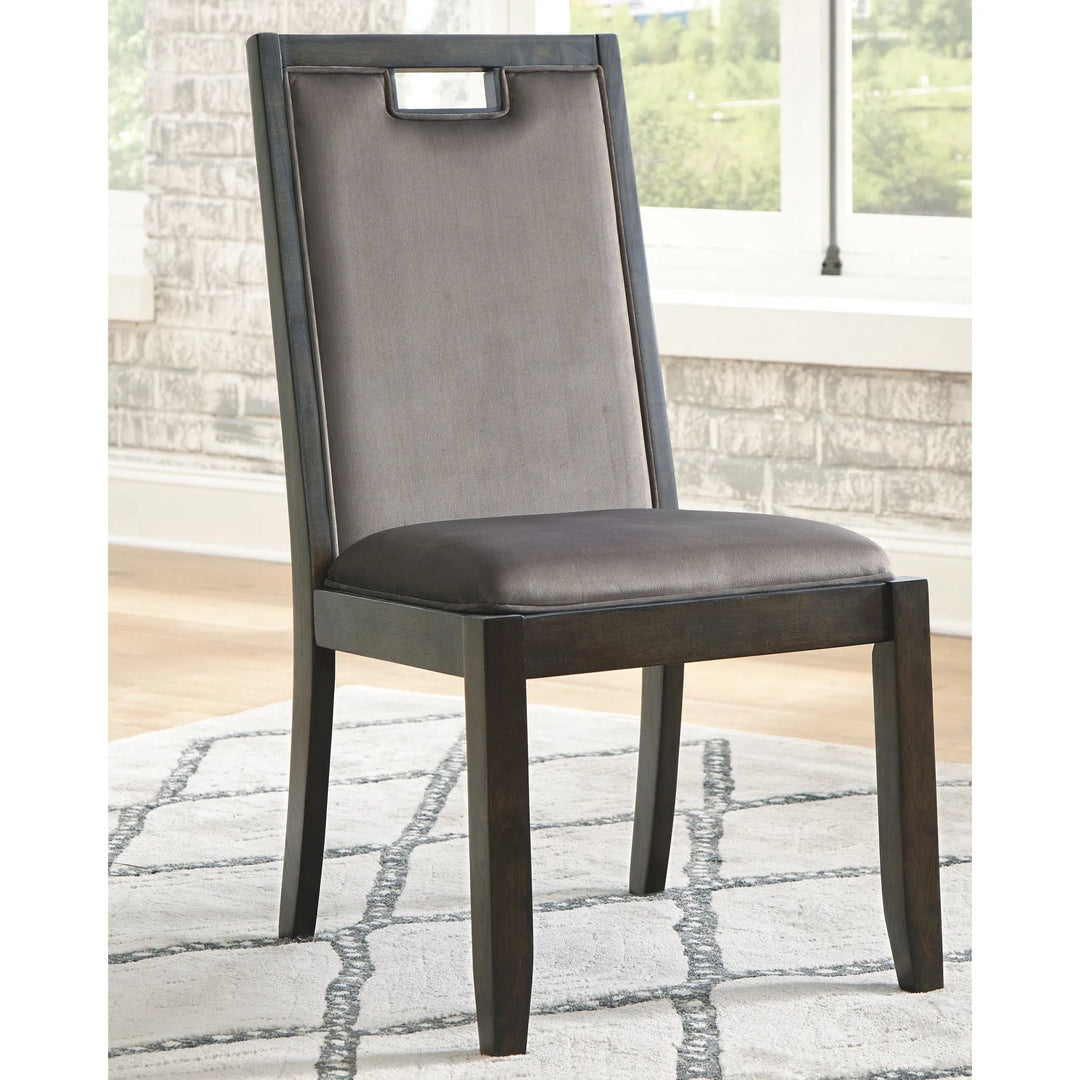 Ashley D731/35/01(8) Hyndell - Dark Brown - 9 Pc. - RECT DRM EXT Table & 8 UPH Side Chairs