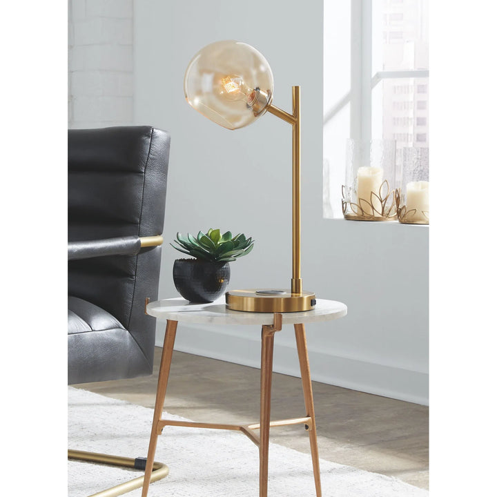 Ashley L206022 Abanson - Amber/Gold Finish - Metal Desk Lamp (1/CN)