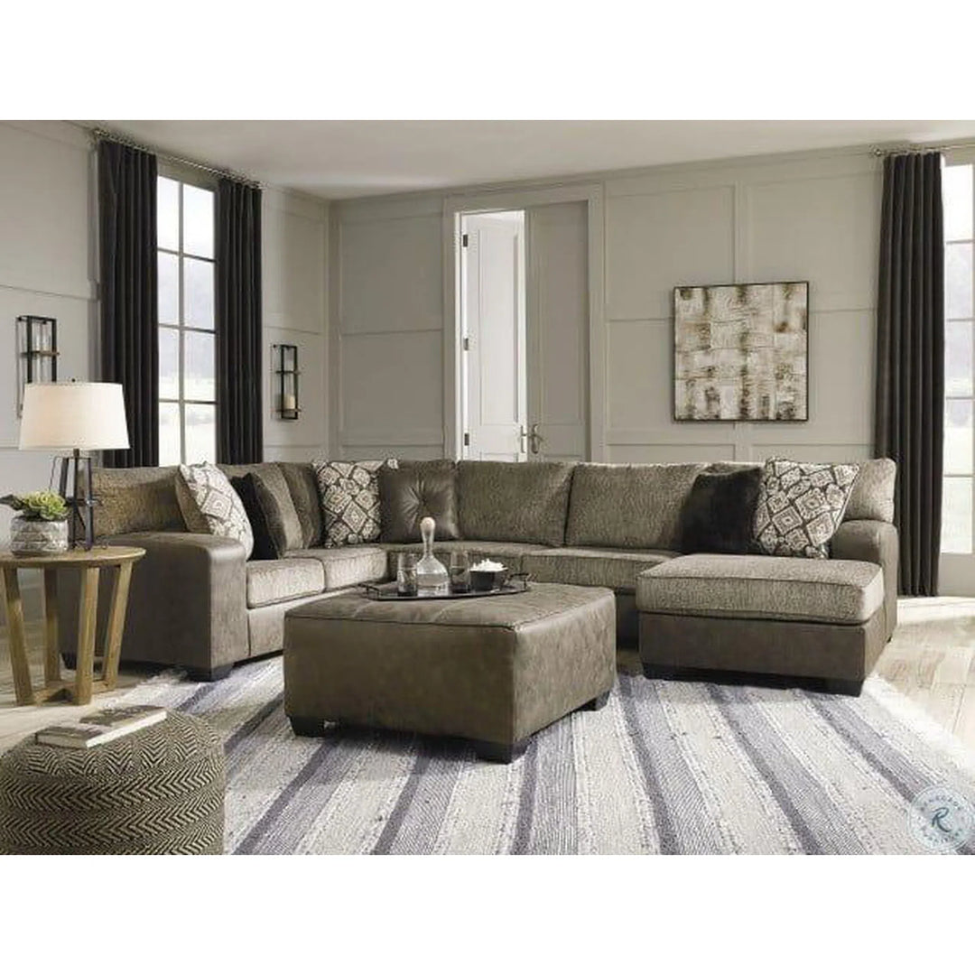 Ashley 91302/66/34/17/08/T832-6 Abalone - Chocolate - LAF Sofa, Armless Loveseat, RAF Corner Chaise Sectional, Accent Ottoman & Kinnshee End Table