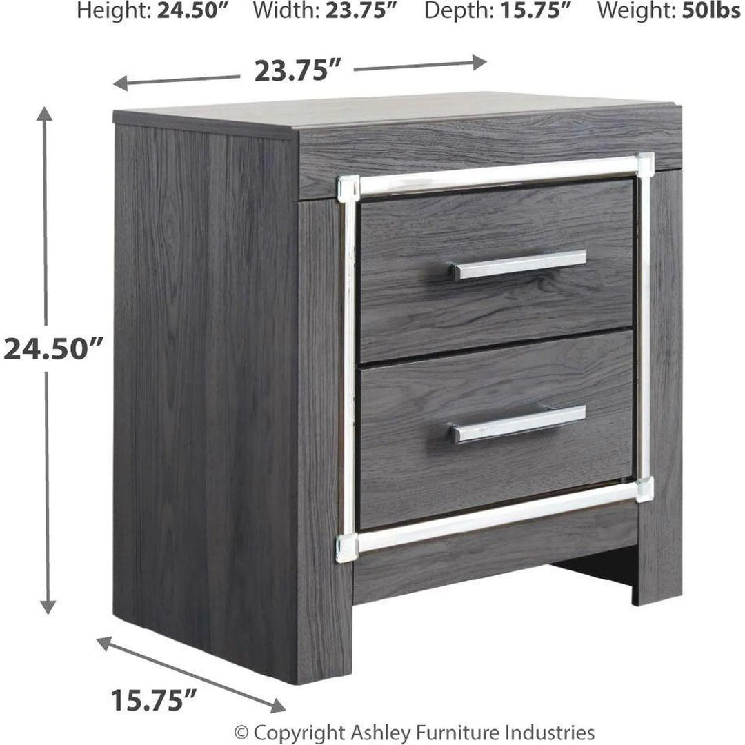 Ashley B214/31/36/58/56S/97/92(2) Lodanna - Gray - 7 Pc. - Dresser, Mirror, King Panel Bed with 2 Storage Drawers & 2 Nightstands