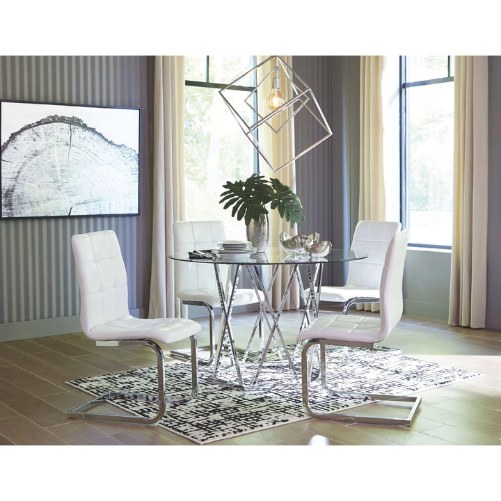 Ashley D275-02 Madanere - White/Chrome Finish - Dining UPH Side Chair (4/CN)
