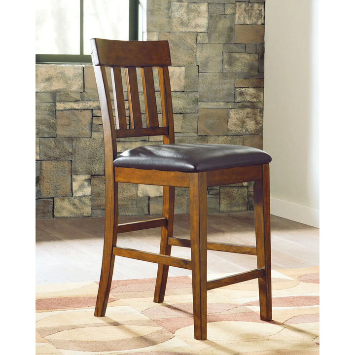 Ashley D594/42/124(4)/60 Ralene - Medium Brown - 6 Pc. - RECT DRM Counter EXT Table, 4 UPH Barstools & Server