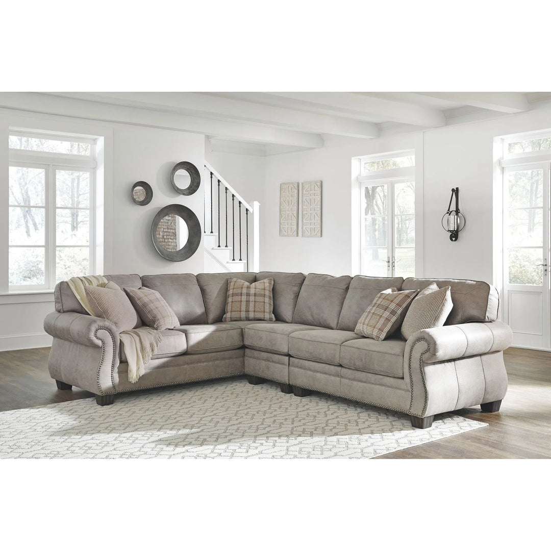 Ashley 48701/48/46/56 Olsberg - Steel - LAF Sofa with Corner Wedge, Armless Chair & RAF Loveseat Sectional