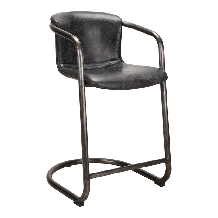 Freeman - Counter Stool Leather (Set of 2) - Onyx Black