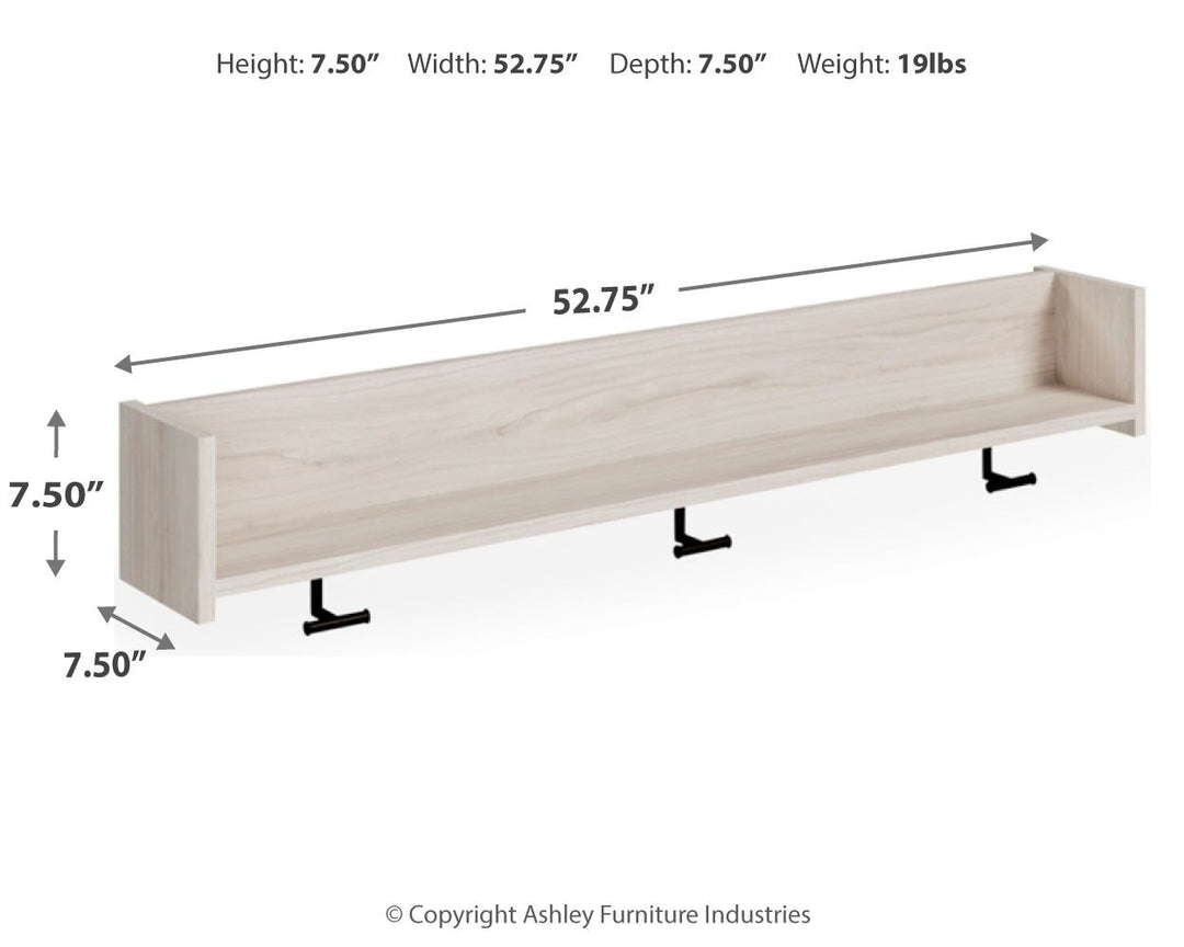 Socalle - Light Natural - Wall Mounted Coat Rack w/Shelf