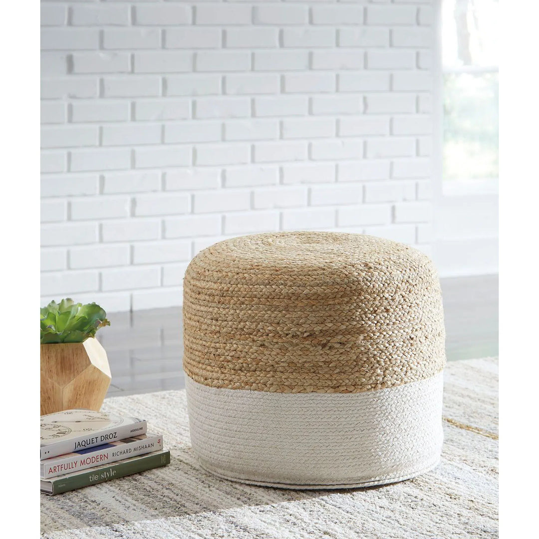 Ashley A1000420 Sweed Valley - Natural/White - Pouf