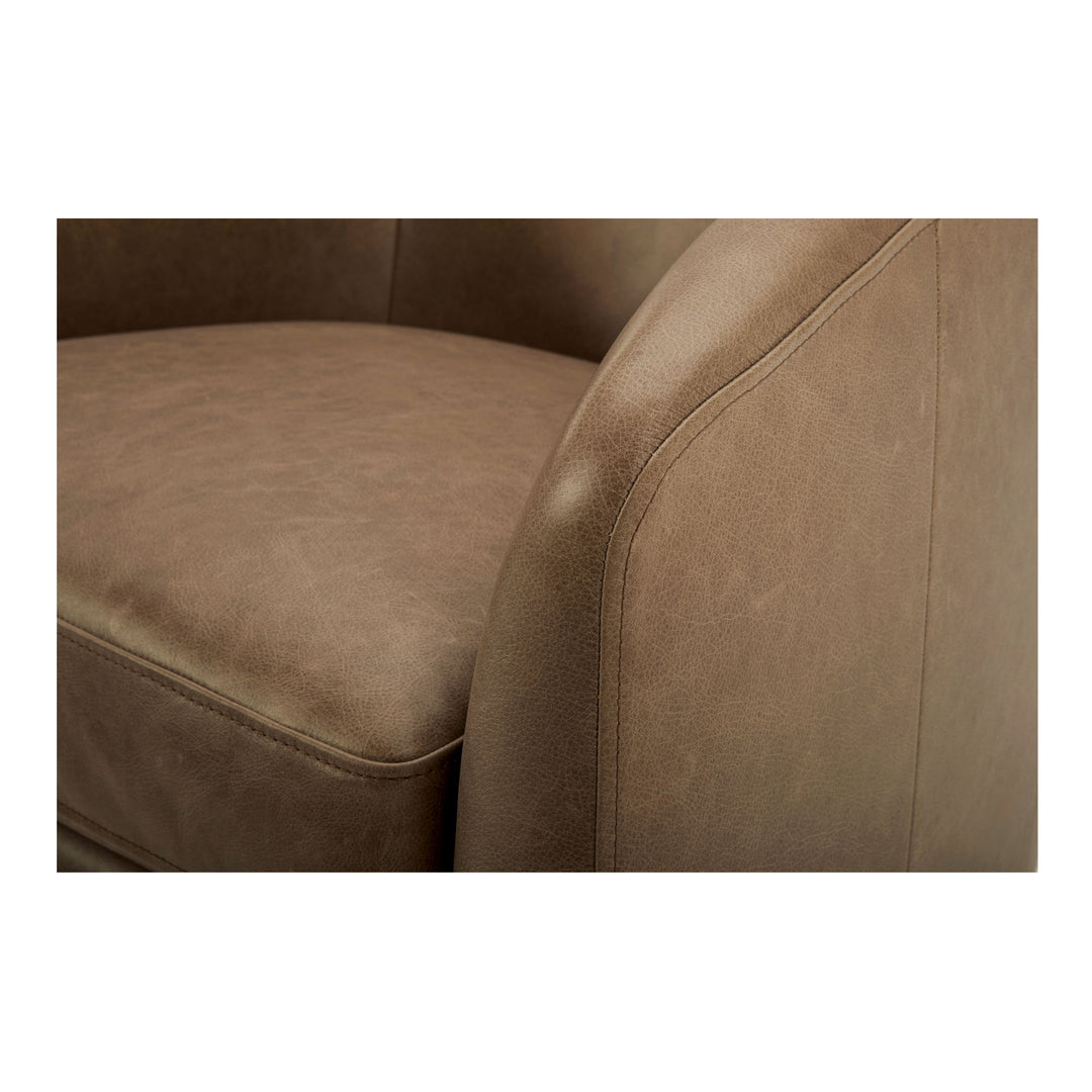 Oscy - Leather Swivel Chair - Tan