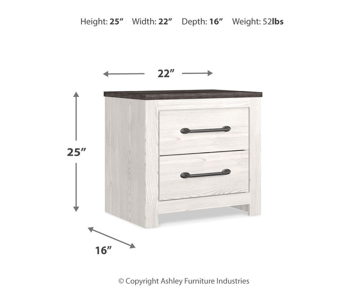 Gerridan - Two Drawer Night Stand - White / Gray