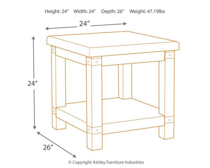 Carynhurst - White Wash Gray - Rectangular End Table