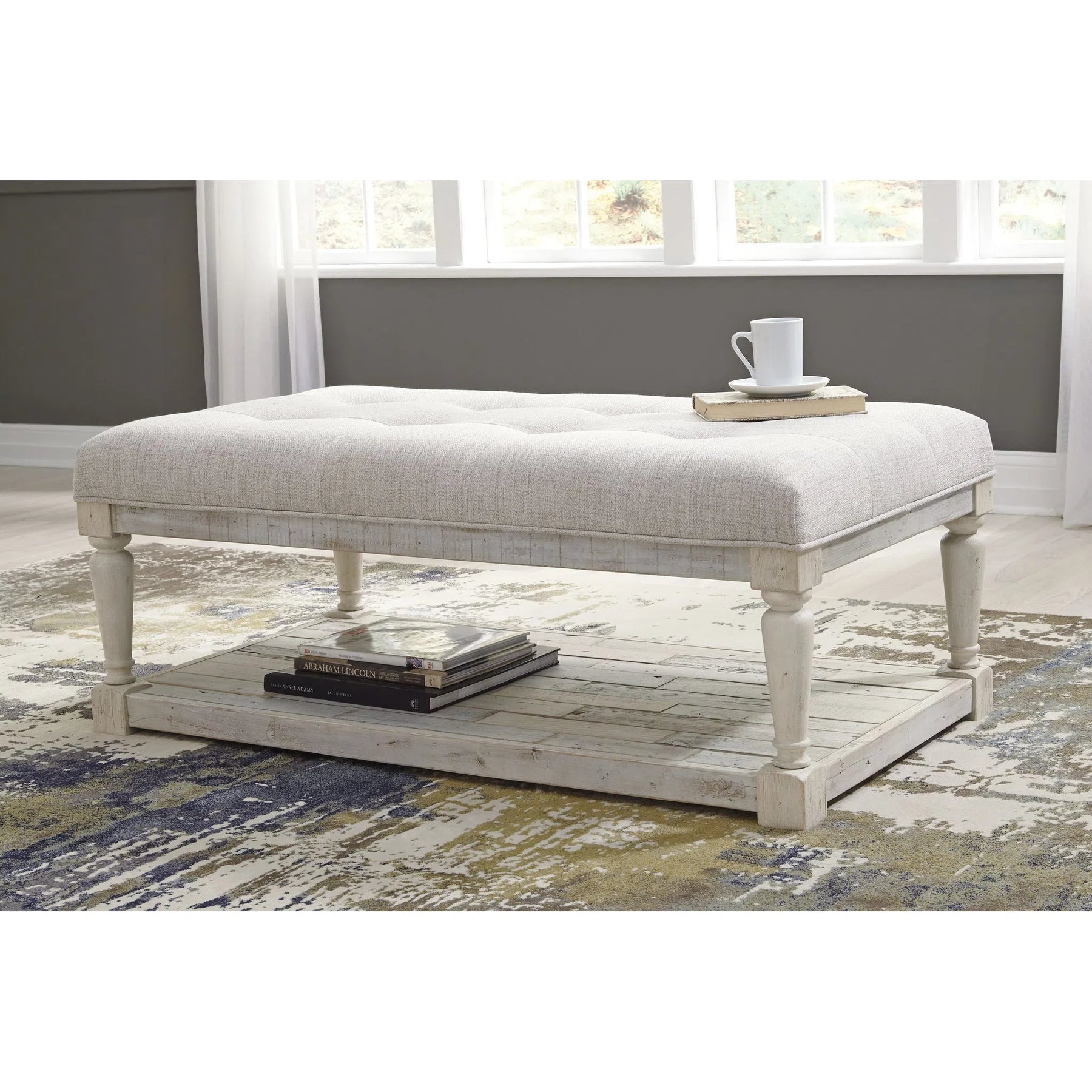 Ashley T782 21 Shawnalore Whitewash Ottoman Cocktail Table
