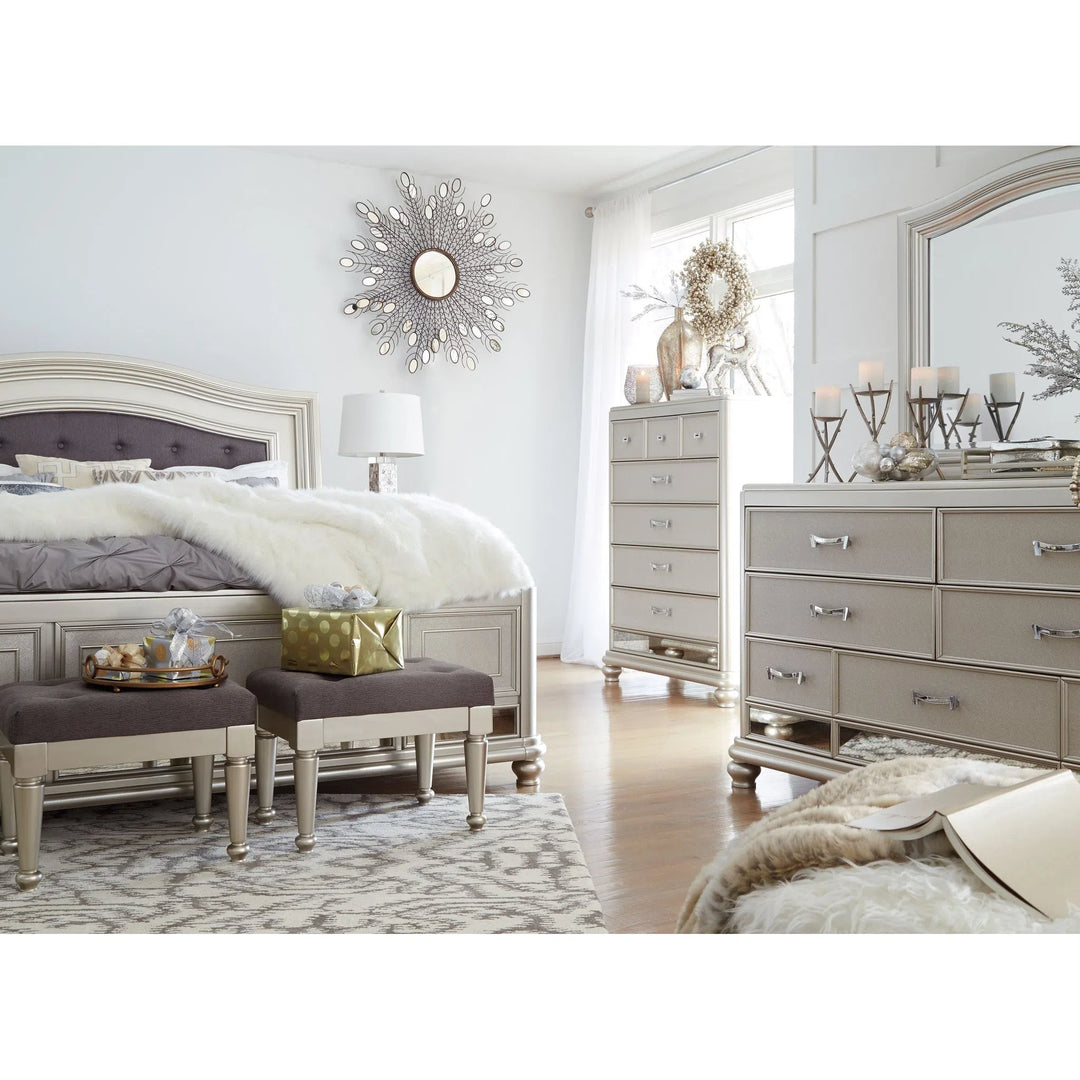 Ashley B650 157 54 96 Coralayne Silver Queen UPH Panel Bed