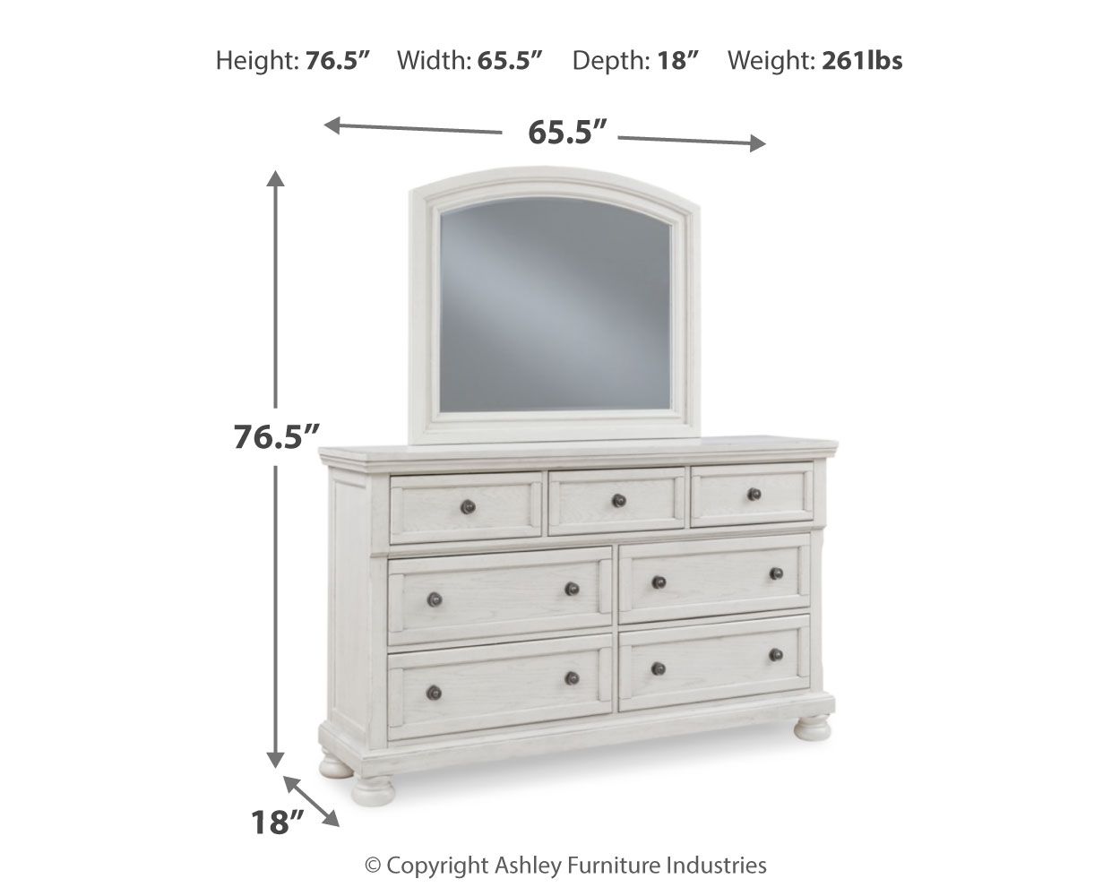 Robbinsdale - Dresser, Mirror - Antique White