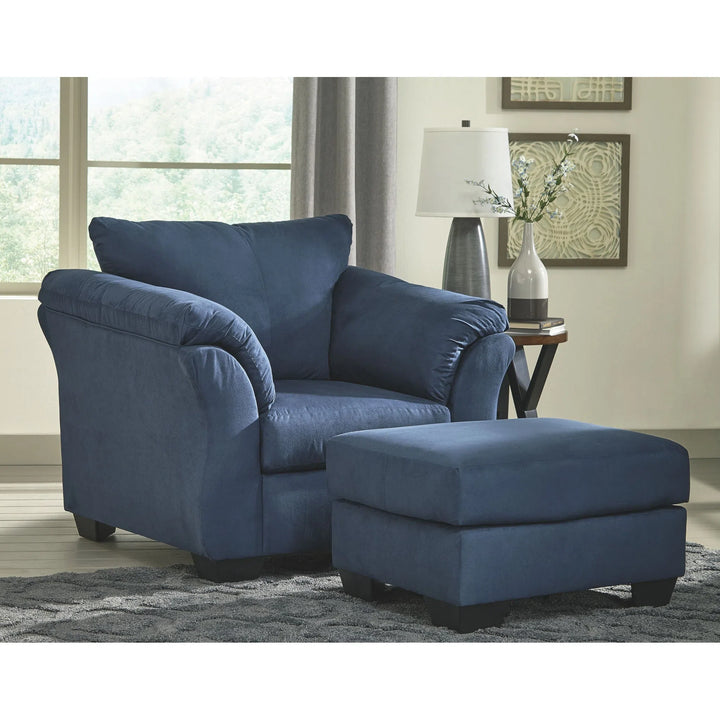 Ashley 75007/20/14 Darcy - Blue - Chair with Ottoman