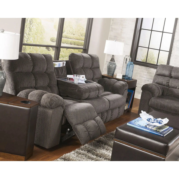 Ashley 58300/89/94 Acieona - Slate - REC Sofa with Drop Down Table & DBL Rec Loveseat with Console